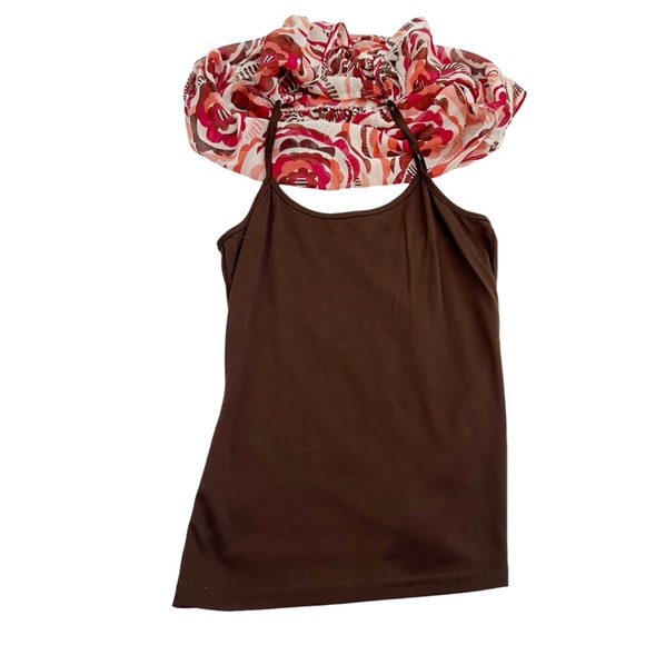 A. Byer Multicolor Rose Floral Tunic Top With Attached Brown Tank Top Size M - Picture 4 of 12